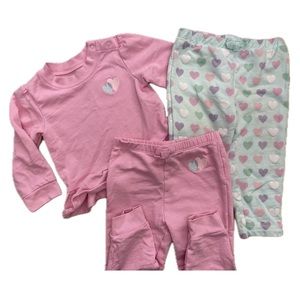 12 Months Baby Girl Pink & Blue 3 Piece Sweatshirt & Pants set